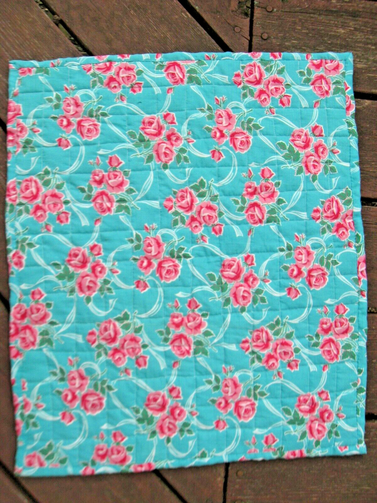 Handcrafted Mini Spring Mist Quilt, Reversible, 19" x 22", Doll, Table Mat