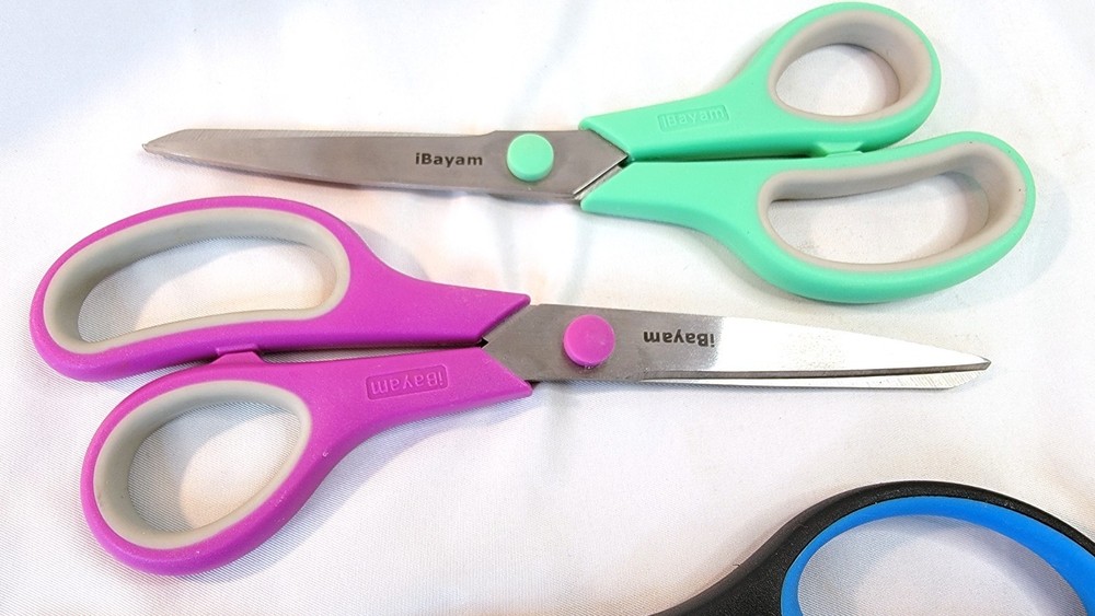 iBayam 8" All Purpose Scissors 3-Pack Ultra Sharp, Comfort-Grip Shears Multi