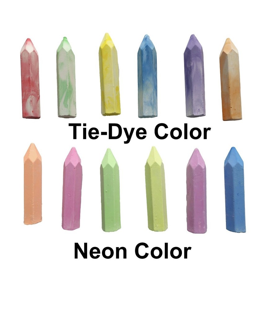 Play Day 48 Count Multicolor Sidewalk Chalk Set - tie dye- neon and solid chalks