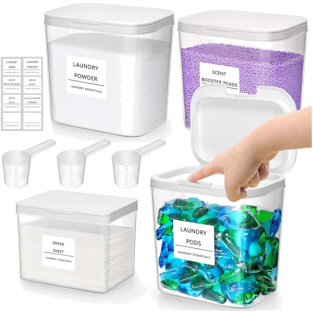 Versatile Laundry Room Storage Set: 4 Containers for Pods, Dryer Sheets & More