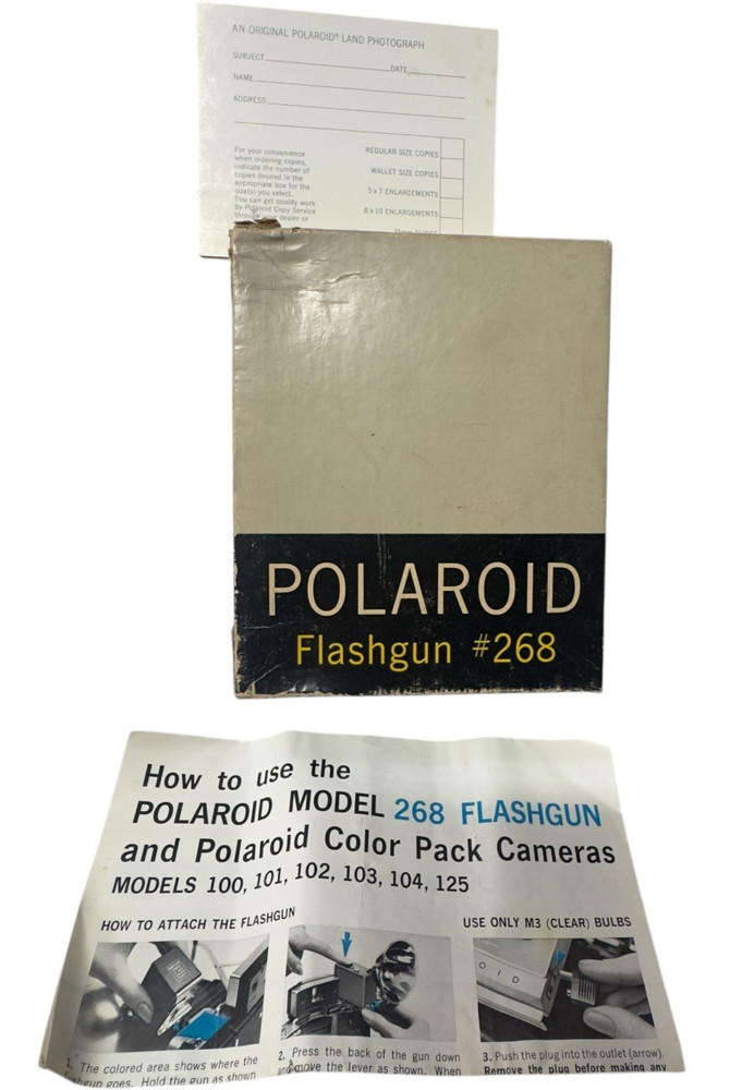 Polaroid Flashgun # 268 Original Box + Instructions – Vintage Untested