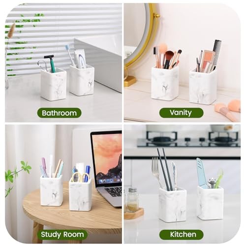 Toothbrush Holders 2 Pack, Fast Drying Toothbrush Holders for 2 PCS Marble