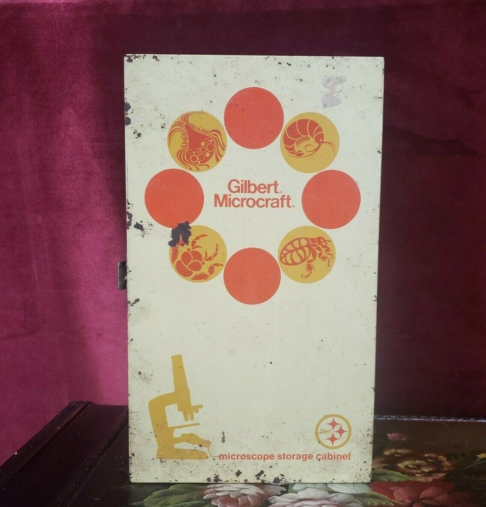 Vintage 1972 Gilbert Microcraft Microscope with 48 Slides   - Works!