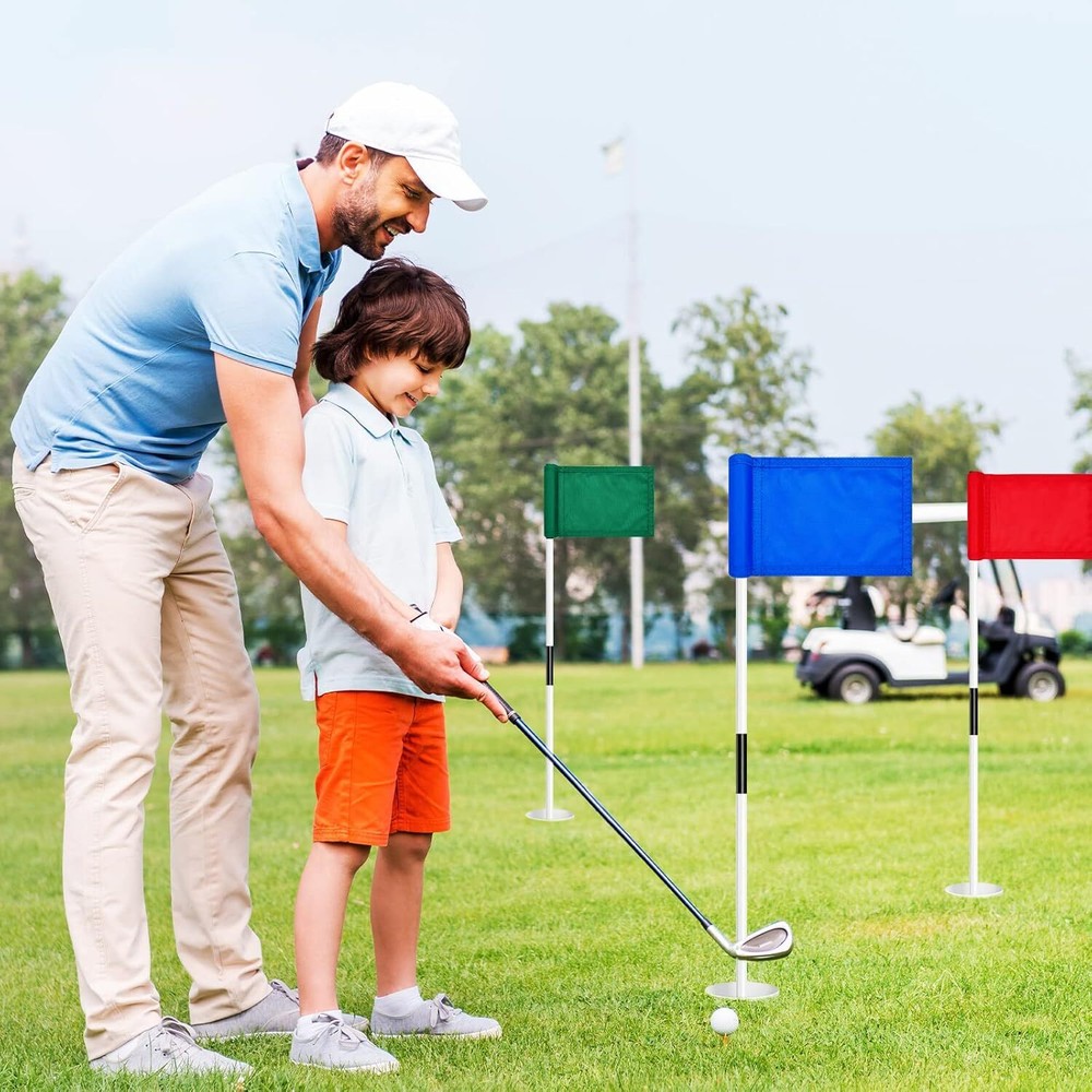 12 Pcs Solid Golf Flag Target Flag with Tube Inserted Waterproof Putting Green