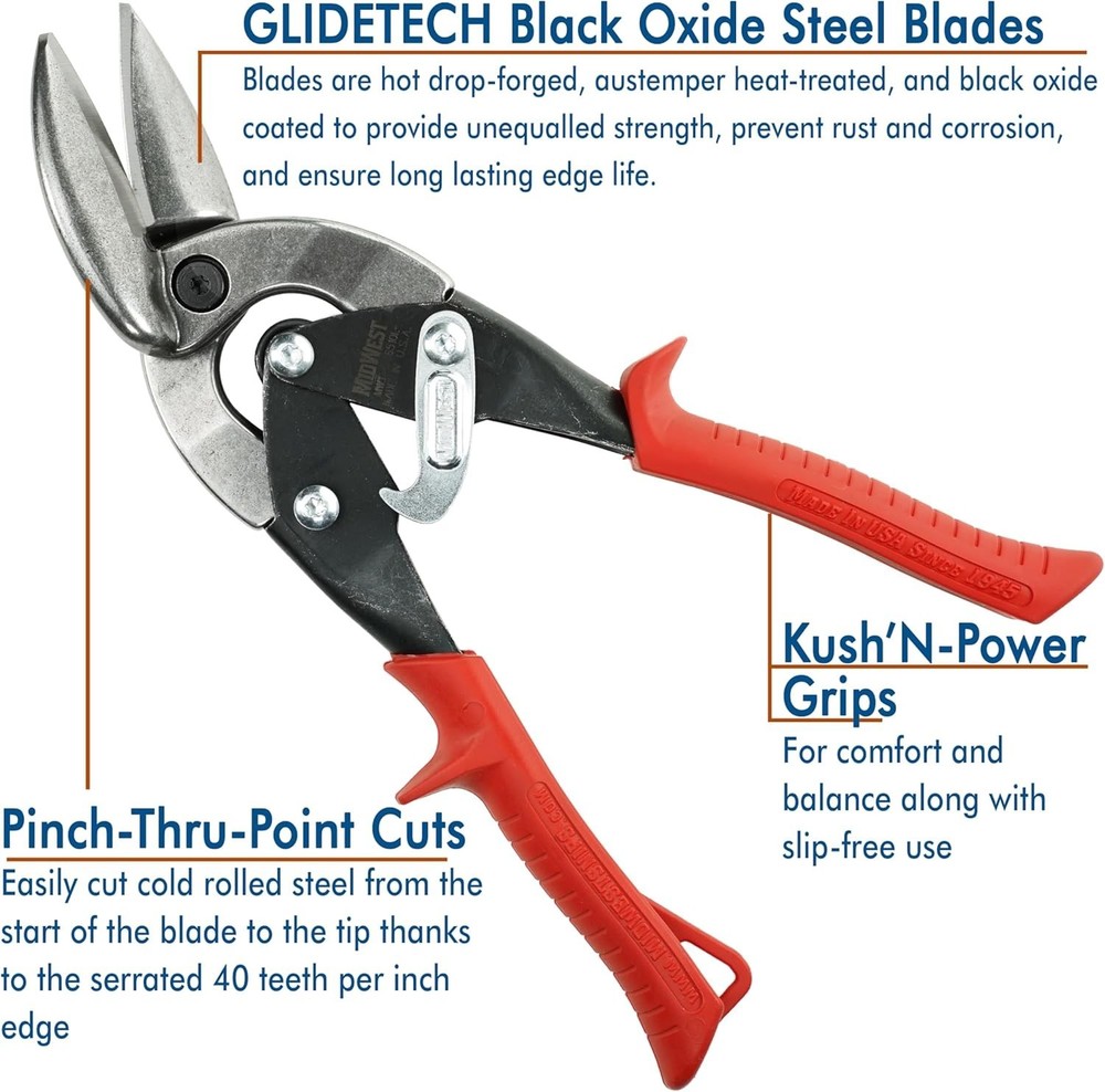 Ambidextrous Offset Aviation Snips - Rust-Resistant Cutting Shears