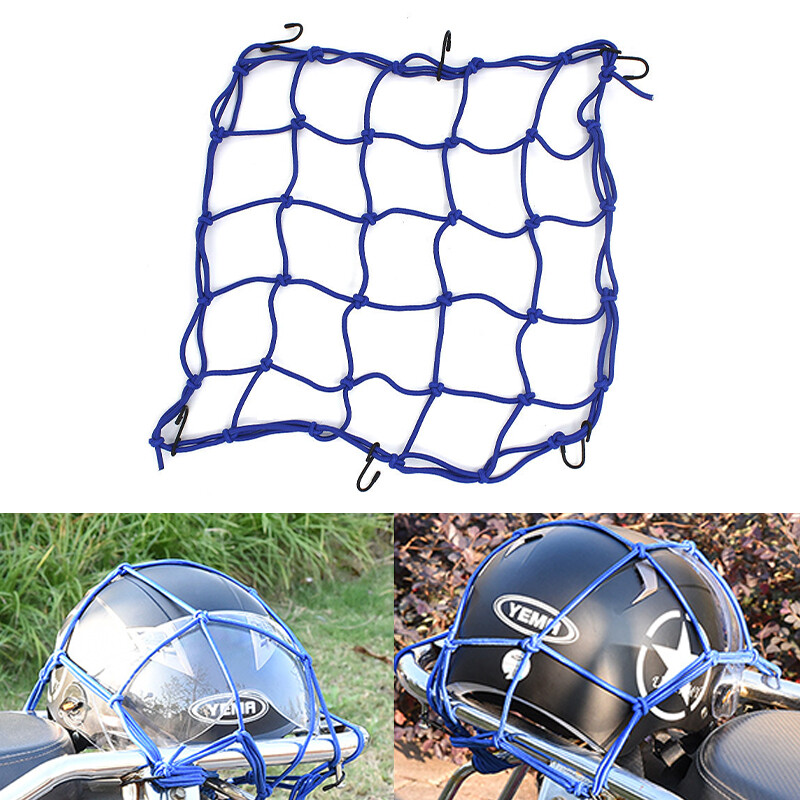 40*40CM Motorcycle Elasticated Luggag Cargo Net Strong Webbing Straps Tie Blue