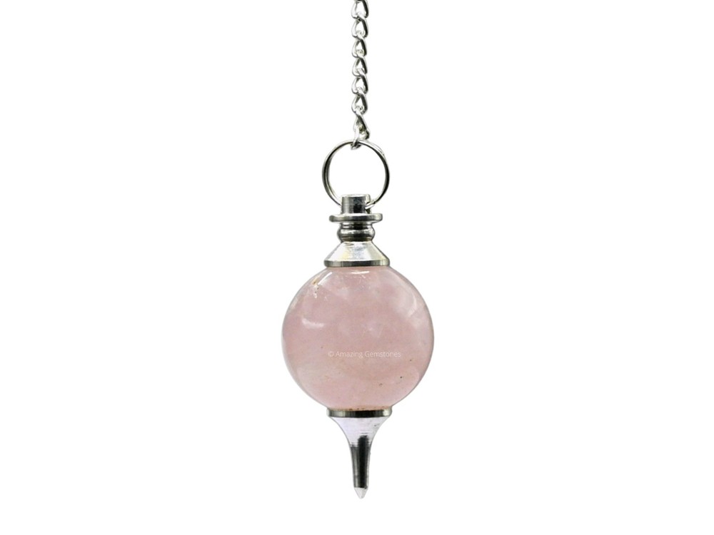 Rose Quartz Dowsing Crystal Ball Pendulum