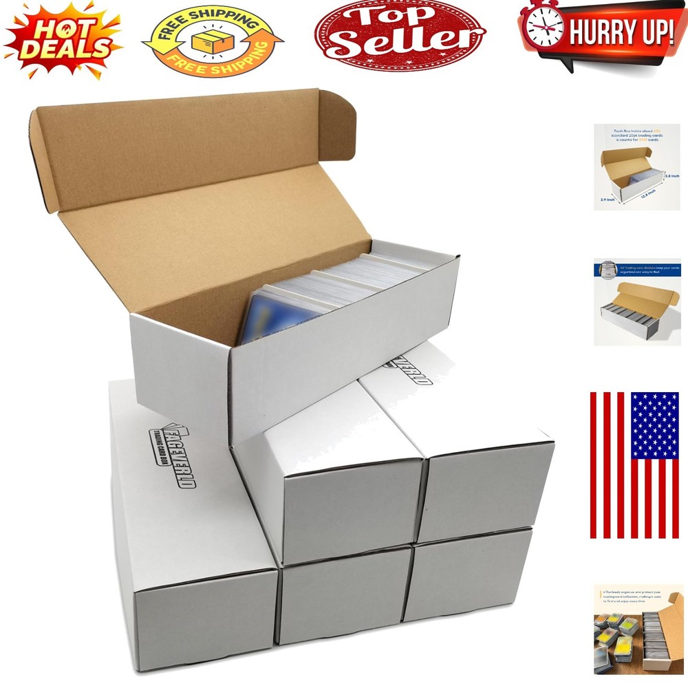 Stackable Cardboard Trading Card Storage Boxes (6 Pack)