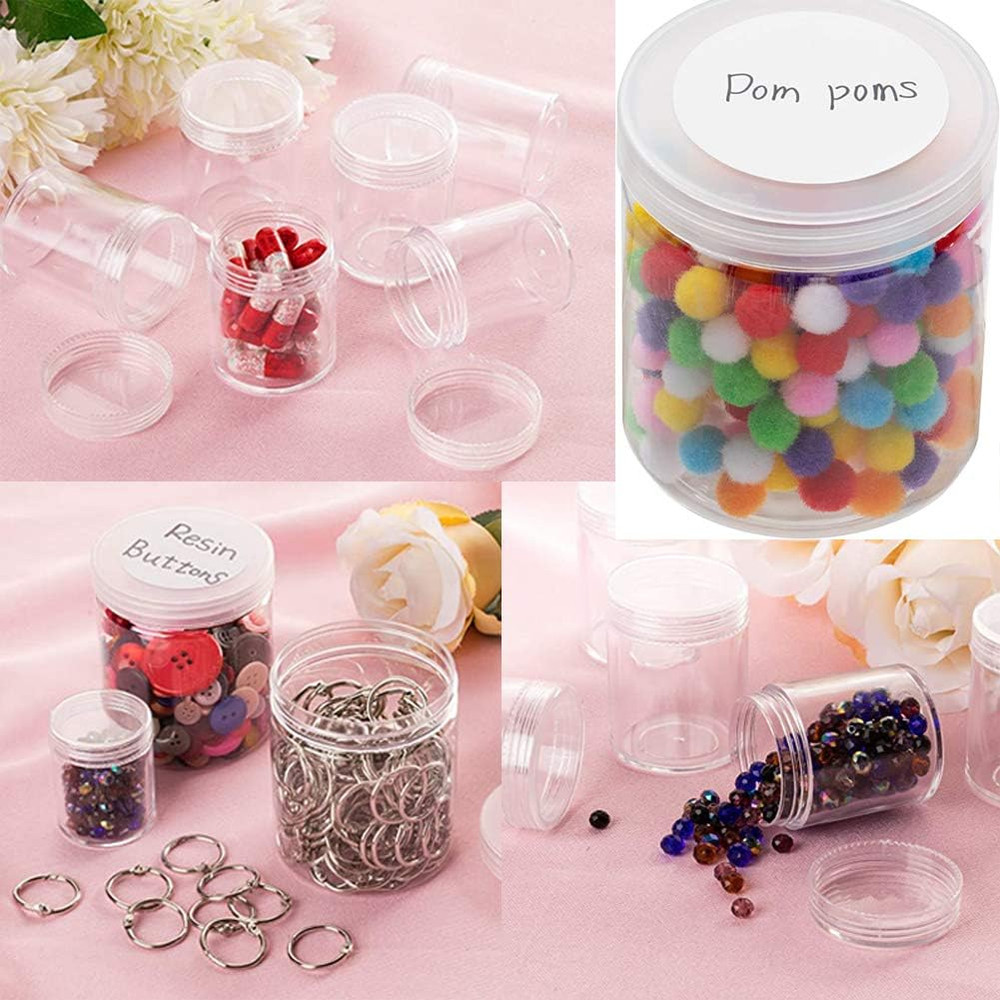 20 Pack 4Oz Empty Clear Slime Containers,Round Plastic Cosmetic Jars with Lids,T