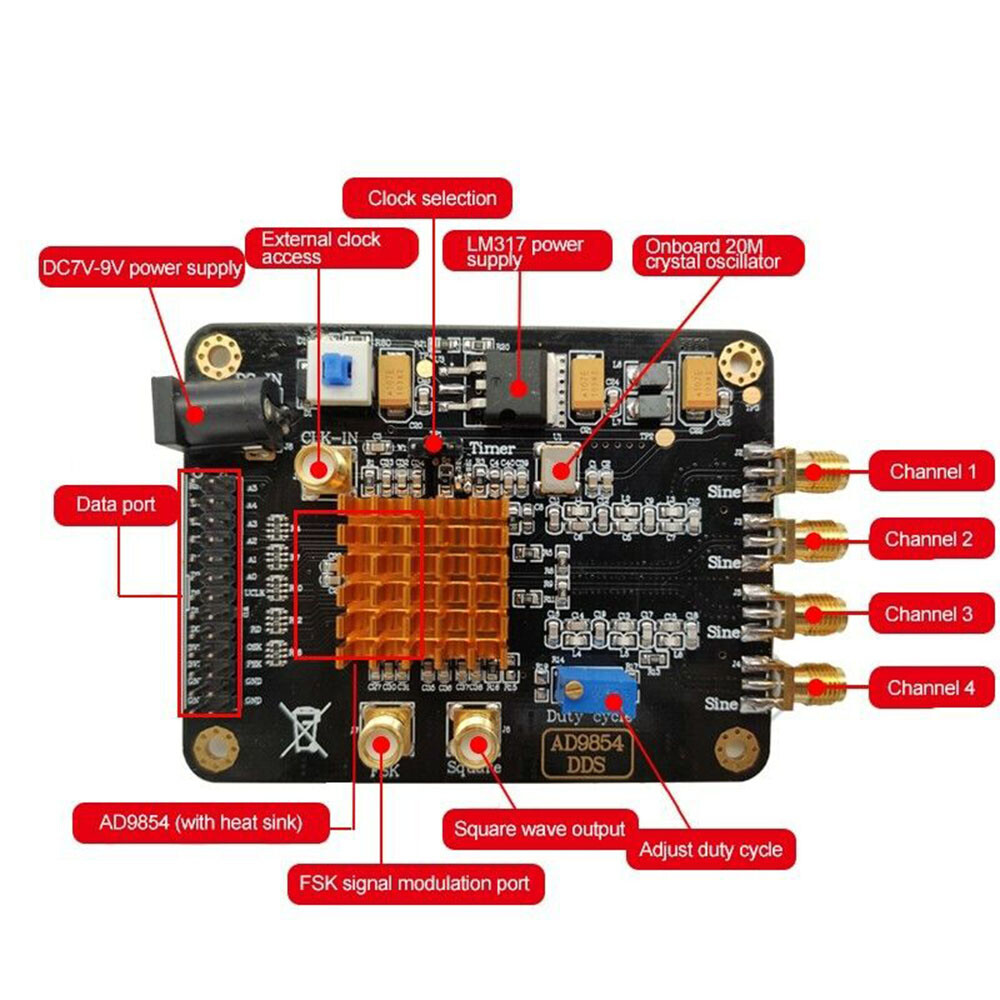 DDS Signal Source For AD9854 Signal Generator Module Sine/Square Wave