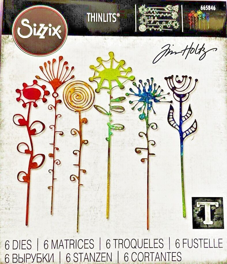 Artsy Stems Flowers Sizzix Thinlits Thin Metal Die Set by Tim Holtz 665846 NEW!