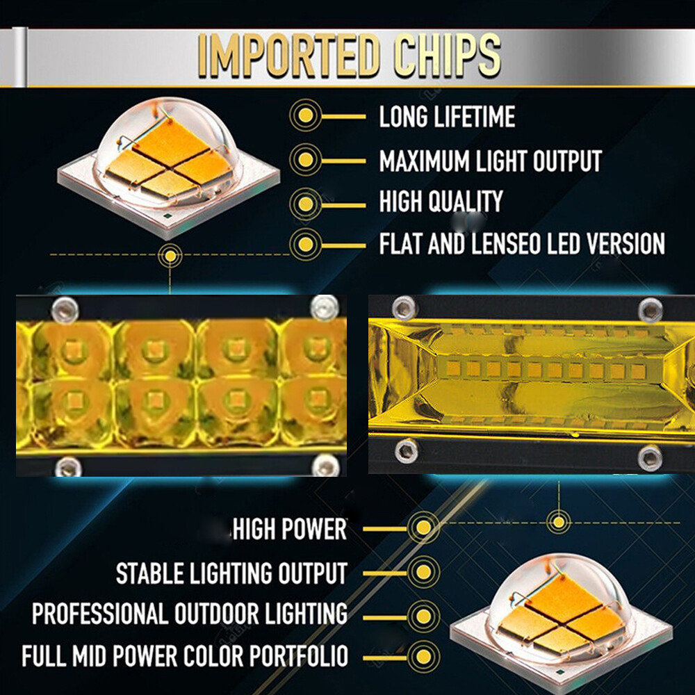 Fit 12-19 Kawasaki Teryx KRX 1000 14inch LED Light Bar Yellow Spot Flood Beam