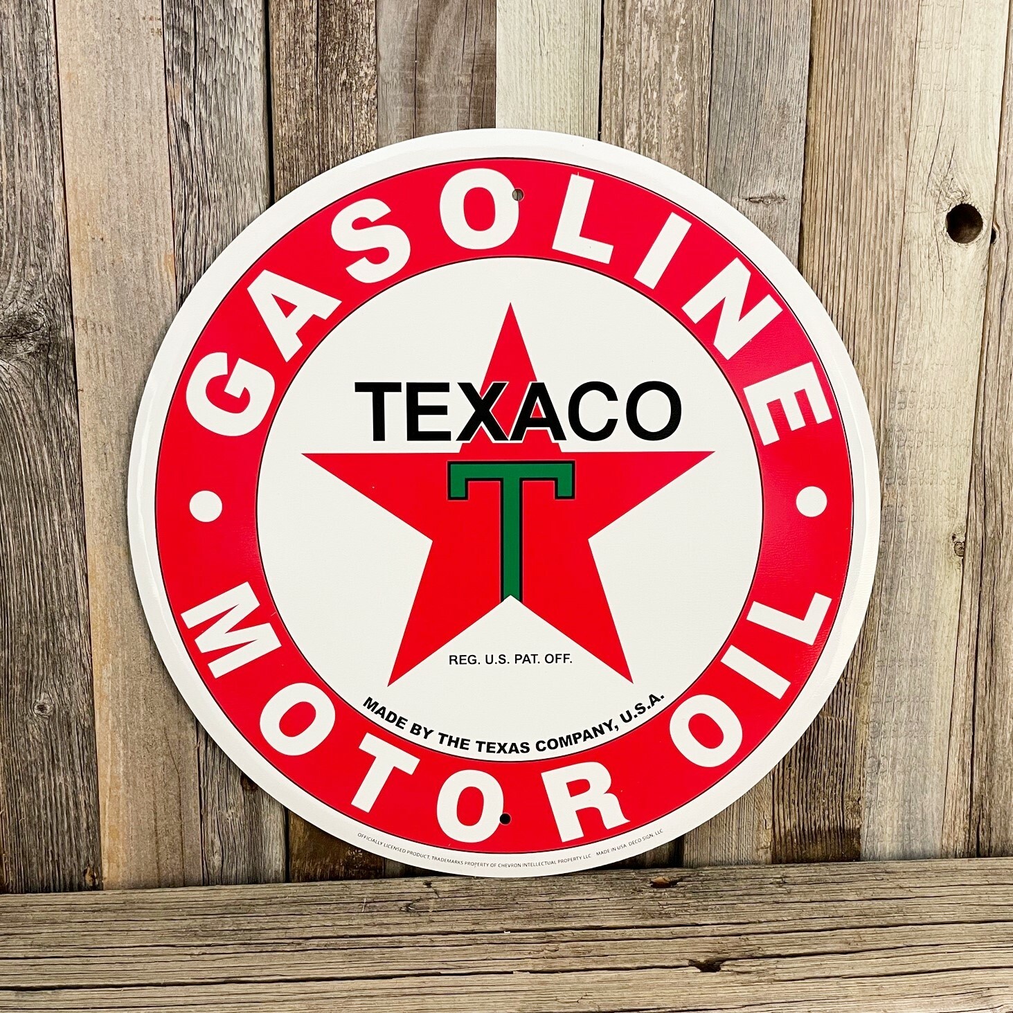 Texaco Star Motor Oil Gas Logo Red 12" Metal Tin Sign Vintage Garage Station