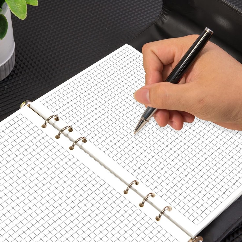 A5 Grid Refill Paper, 6-Hole Graph 100Sheets / Blue,Clear,White