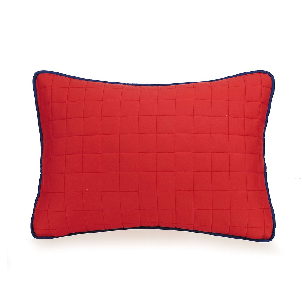 Twin Red Quilt Bedding Set Soft Polyester Reversible Blue Classic Style