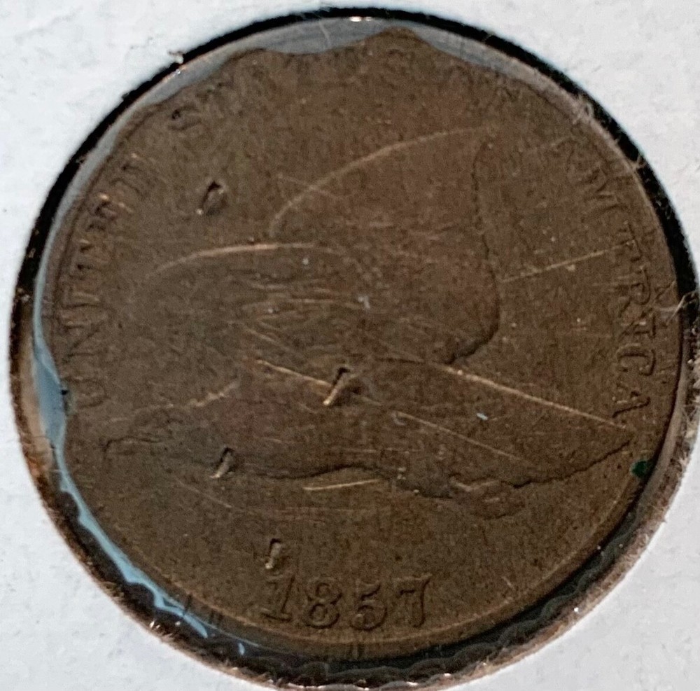 1857 United States Flying Eagle Cent 1c