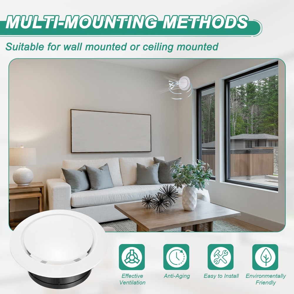 Soffit Vent 6" ABS Adjustable Round Vent Cover