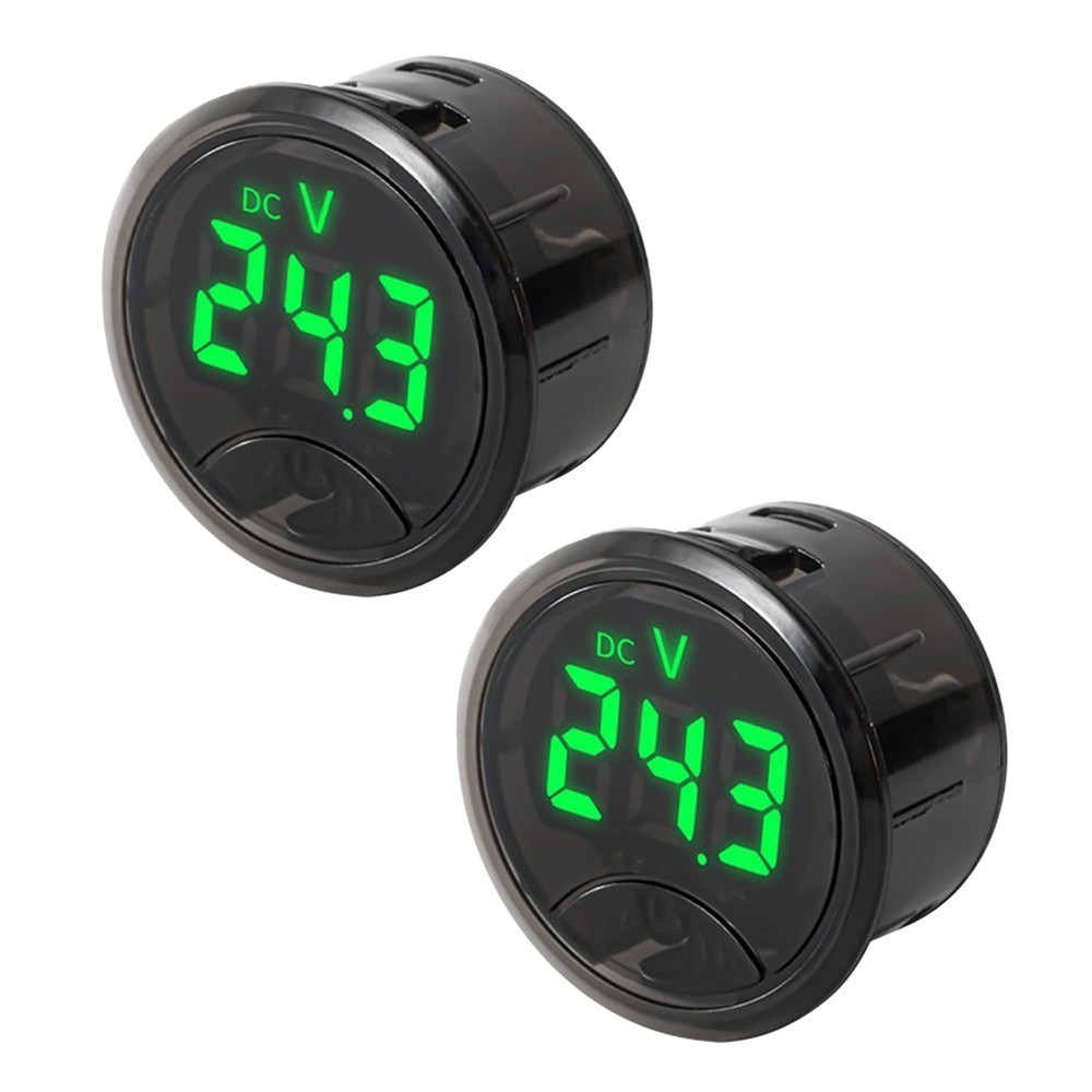 Round Digital Voltmeter with LED Display and Touch Operation for Batteries