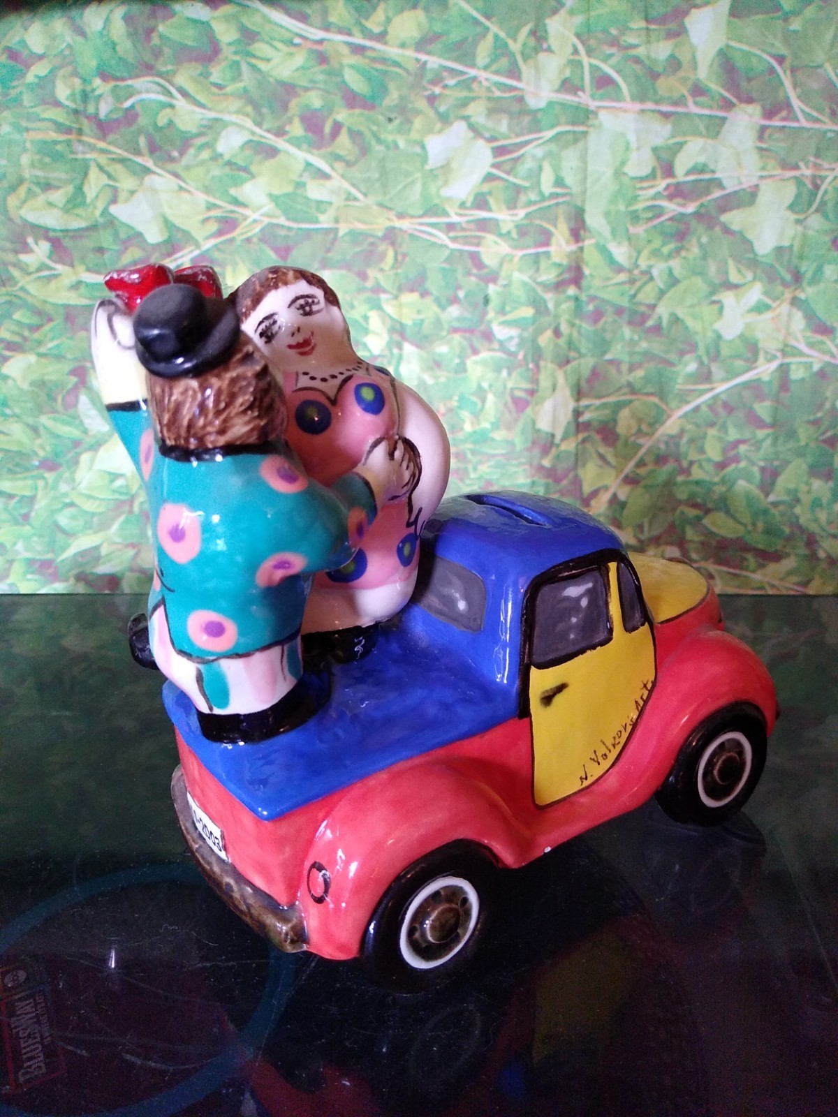 Noi Volkov Jewish Art – Ceramic Sculpture Piggy Bank 2 Partying In A Pickup