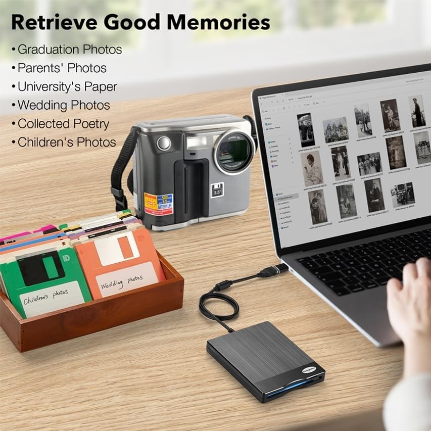 Nostalgic USB Floppy Disk Drive for PC, Laptop & Notebook - Dust Resistant