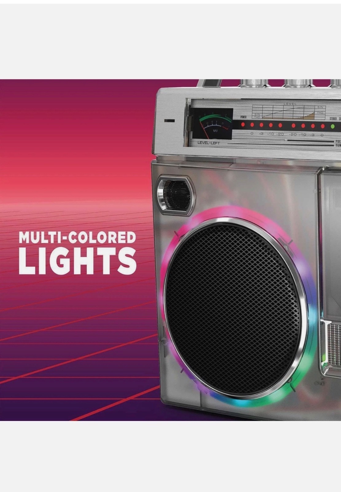 ION Audio Retro Modern Glow Boombox with Cassette Player