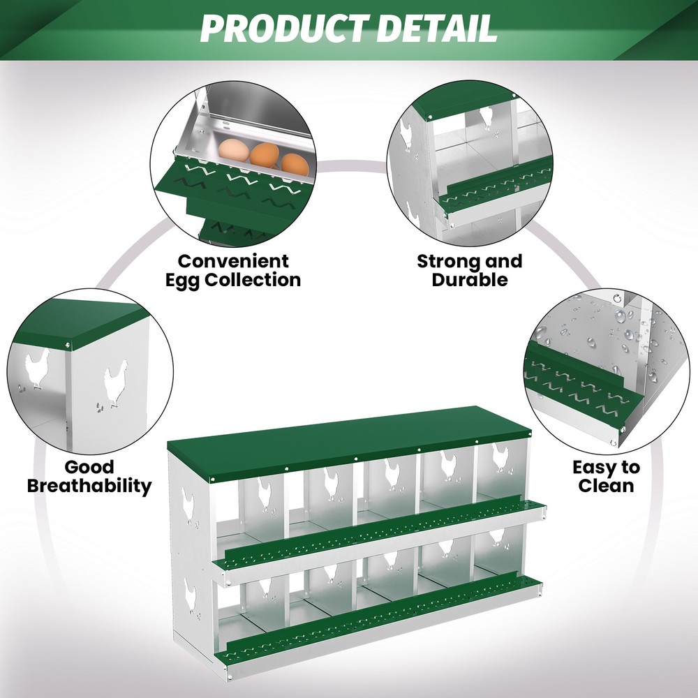 10 Holes Chicken Nesting Box, Metal Chicken Nesting Boxes, without Bracket Legs