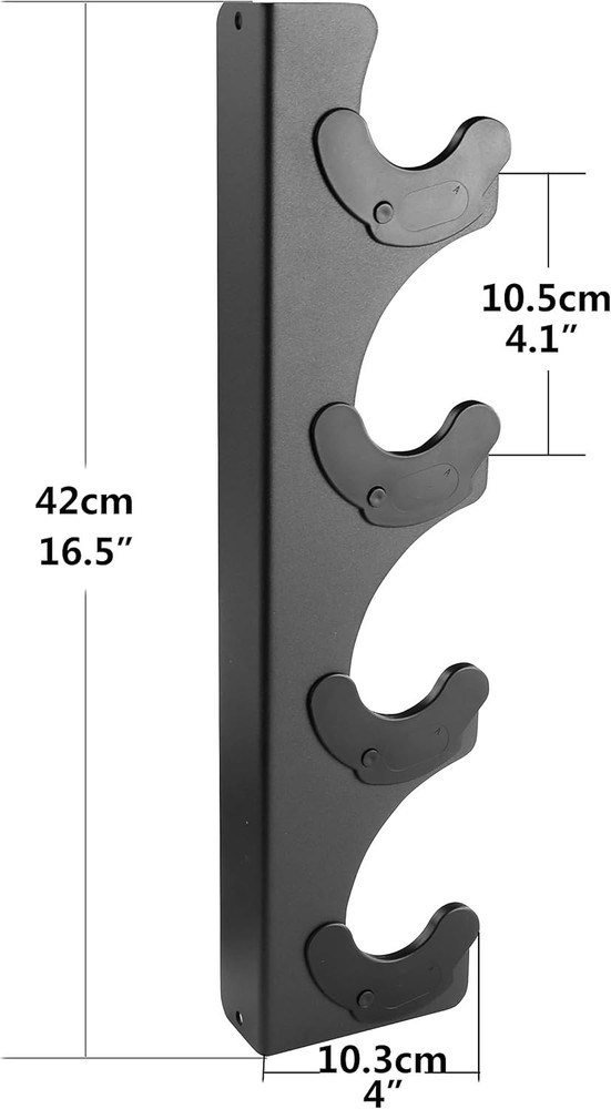 Wall-Mounted Barbell Rack - Holds 4 Weight Bars, Space-Saving Design