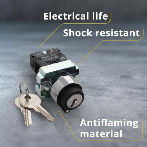 2 Position Maintained Selector Rotary Key Switch - Self-Lock Switch, 4 Pack