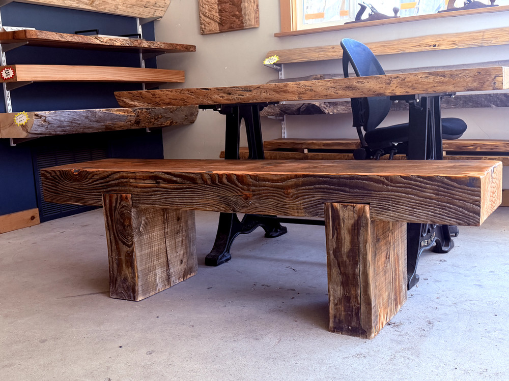 Rustic Solid Timber Bench – Handmade, Sturdy, Natural Wood 65”