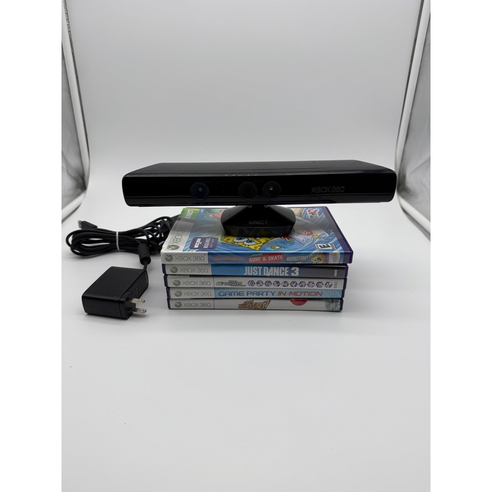 Microsoft Xbox 360 Kinect Sensor Model 1414 Bundle with 5 Games and Power Cord