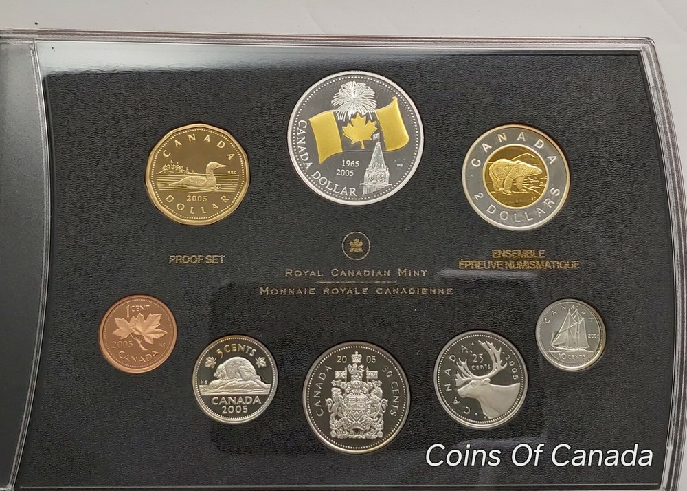 2005 Canada 8 Coin Silver PROOF Set w/ Gold Plated Silver Dollar #coinsofcanada