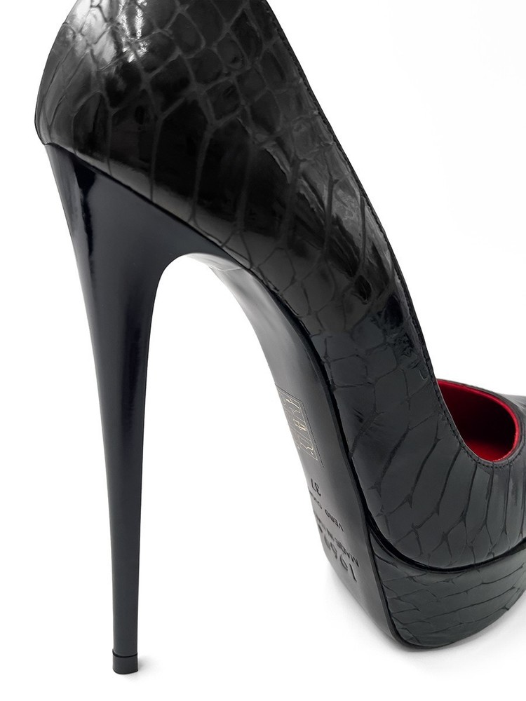 1969 Made in Italy Z112 Hot Chick Stiletto Platform Pumps Python Stamp...