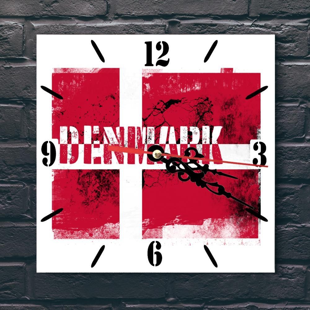 Denmark Flag Wall clock patriots CERAMIC Tile Watch Support Décor