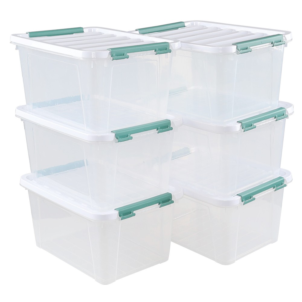 Idotry 4/6Pcaks Stackable Latching Box Plastic Storage Containers Tote, 20 Quart