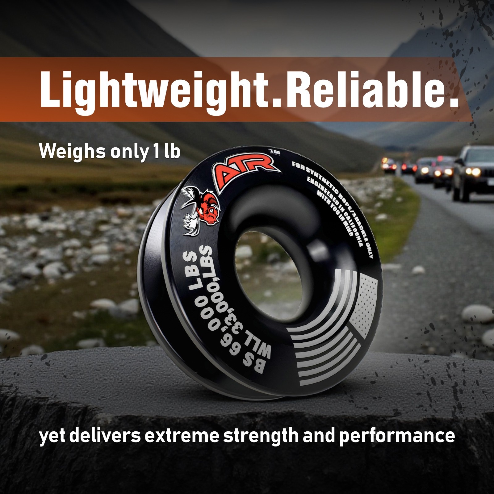 ATR Recovery Ring 66,000 lbs Winch Snatch for Soft Shackle and Synthetic Rope