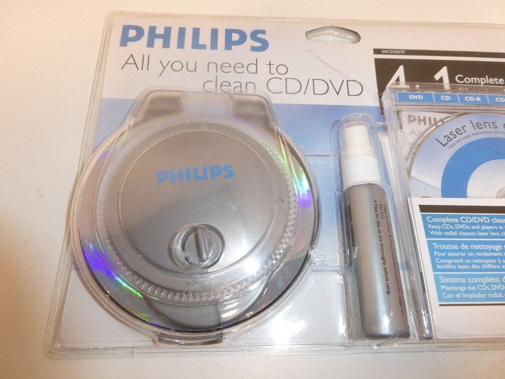 Philips 4-in-1 CD/DVD Disc & Lens Cleaning Kit Multi-Function System 2006 NOS