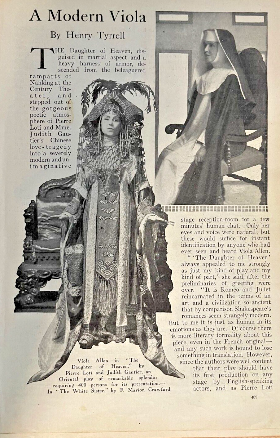 1913 Actress Viola Allen illustrated