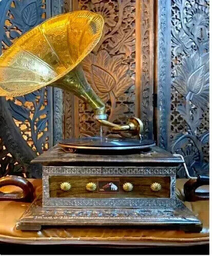 HMV Gramophone Fully Functional working Phonograph, win-up record player