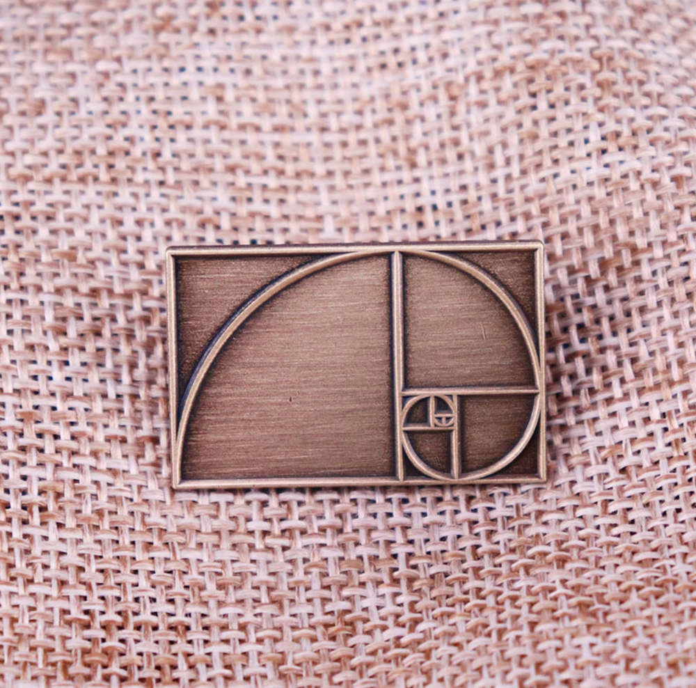 Fibonacci Sequence Golden Ratio Spiral Rectangle Geometry Math Enamel Pin FBA