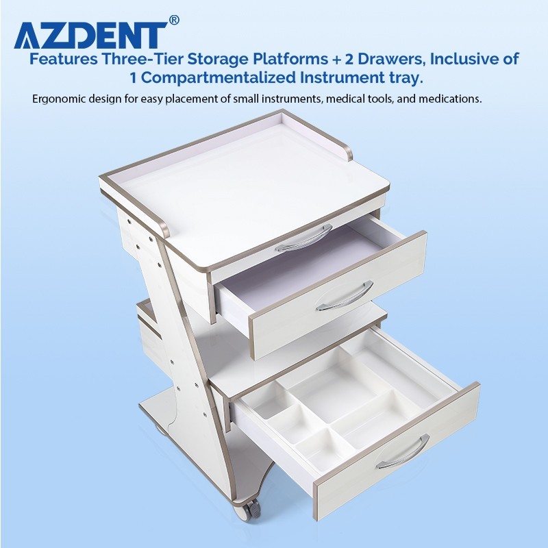 Dental Médico Carro Mueble de Almacenamiento con Cajones y Toma de Corriente