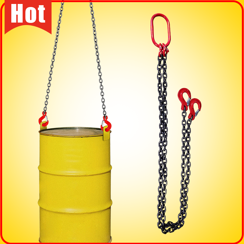 One 5/16" x 6' G80 Chain Lifting Sling 2 Legs 3T/6600lbs Capacity w/Grab Hooks