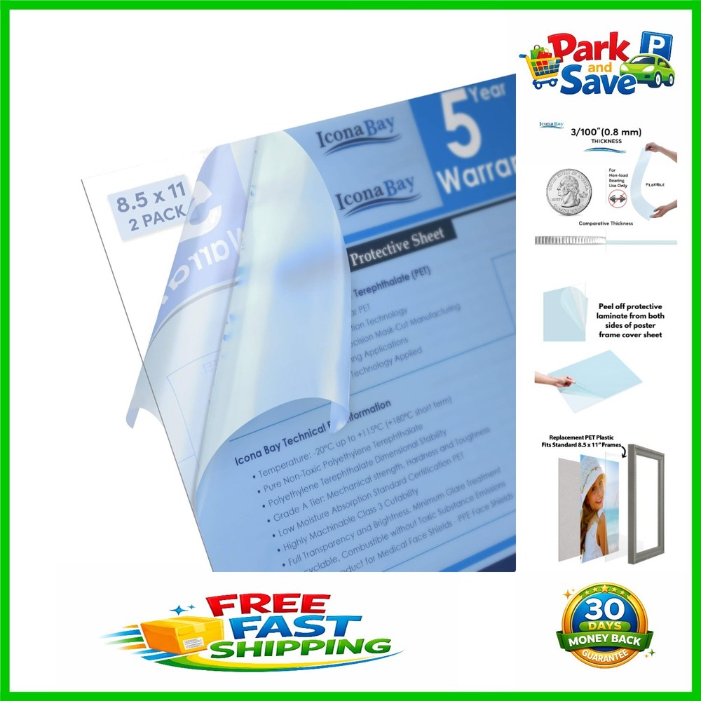 Crystal Clear PET Plastic Sheets 8.5x11 - 2 Pack, Shatterproof Crafting Solution