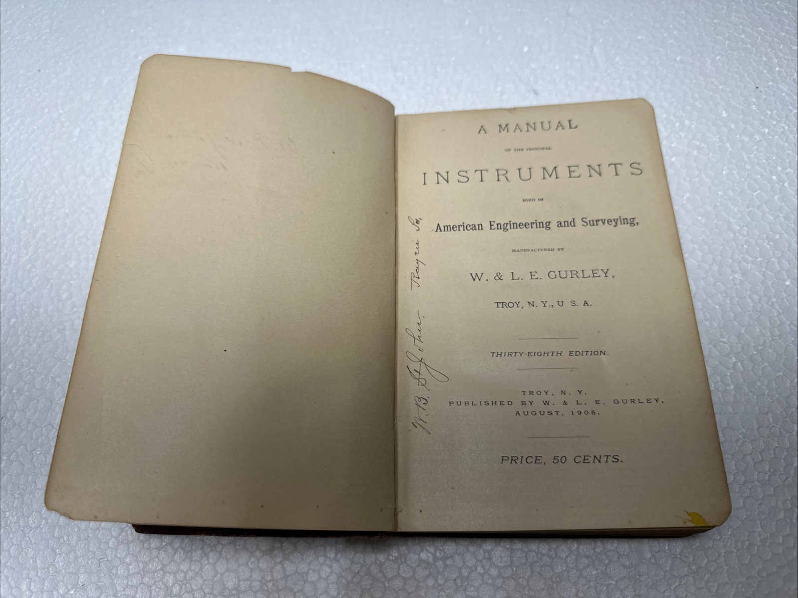 1905 Gurley’s Manual of American Engineers’ and Surveyors’ Instruments 38th Ed.