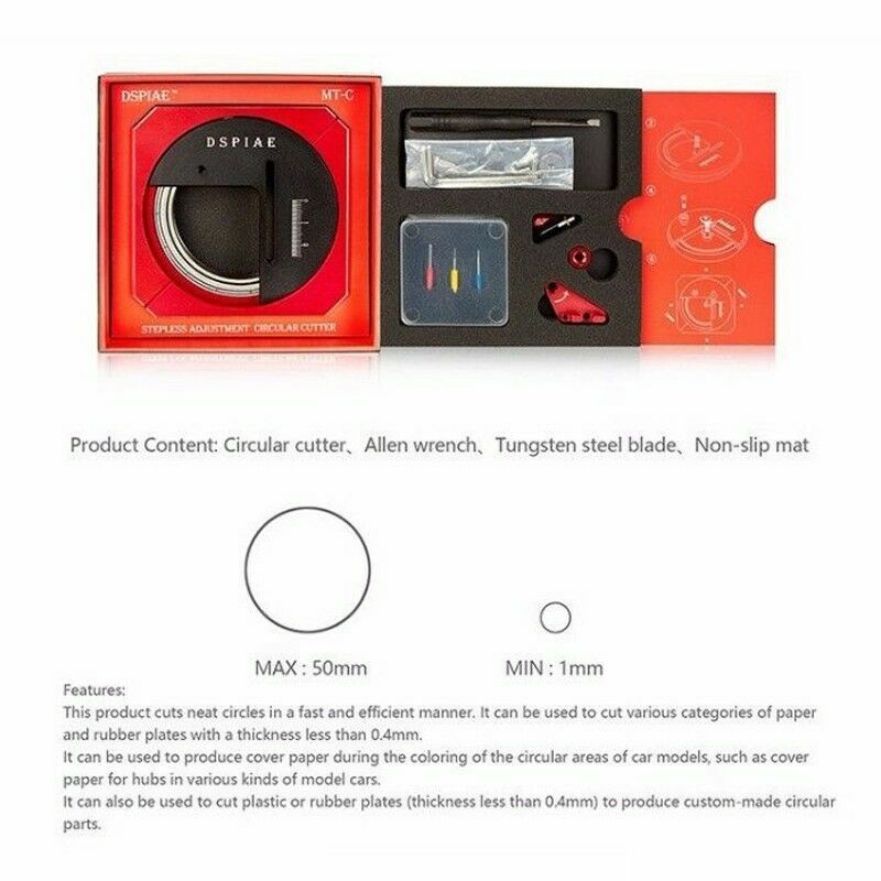 New DSPIAE Stepless Adjustment Circular Cutter Model Building Hobby Craft Tools
