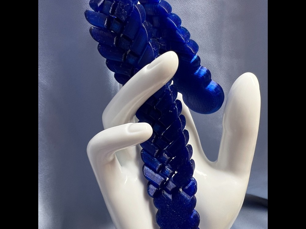 Blue snake skin texture Chotki handmade 3D printed Size 21 cm 31 gram