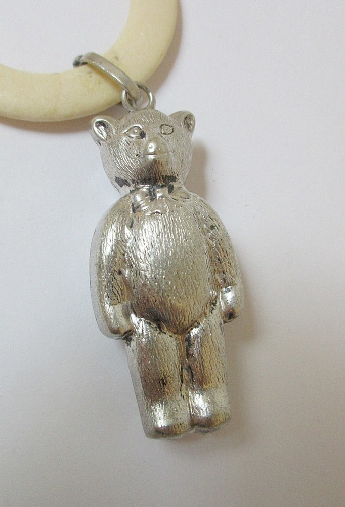 Antique Rattle Teething Ring Teddy Bear