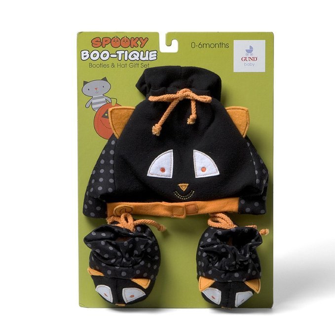GUND Boo-Tique Pumpkin Cat Hat & Booties Halloween Costume 0-6 Months