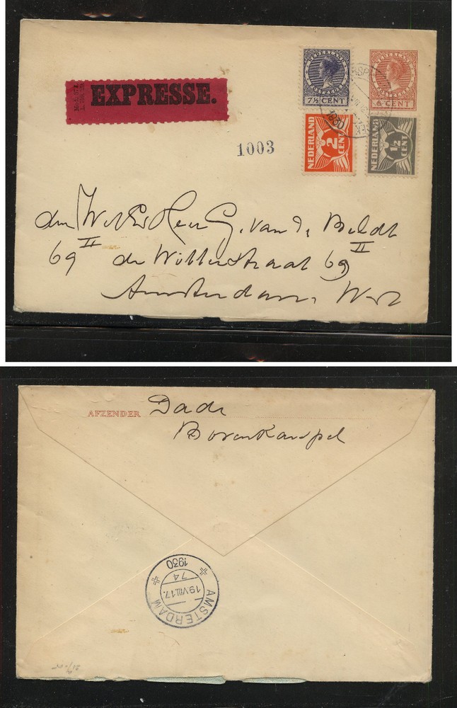 Netherlands uprated postal envelope express   1930        MS0612