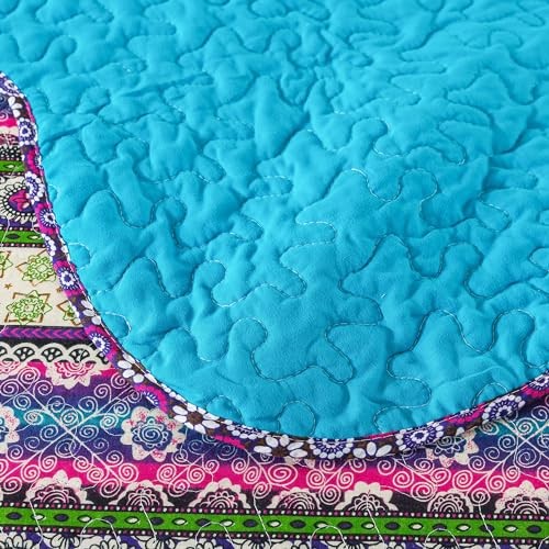 Cotton Bedspread Quilt Sets - Reversible Patchwork King Mixed Floral Colored