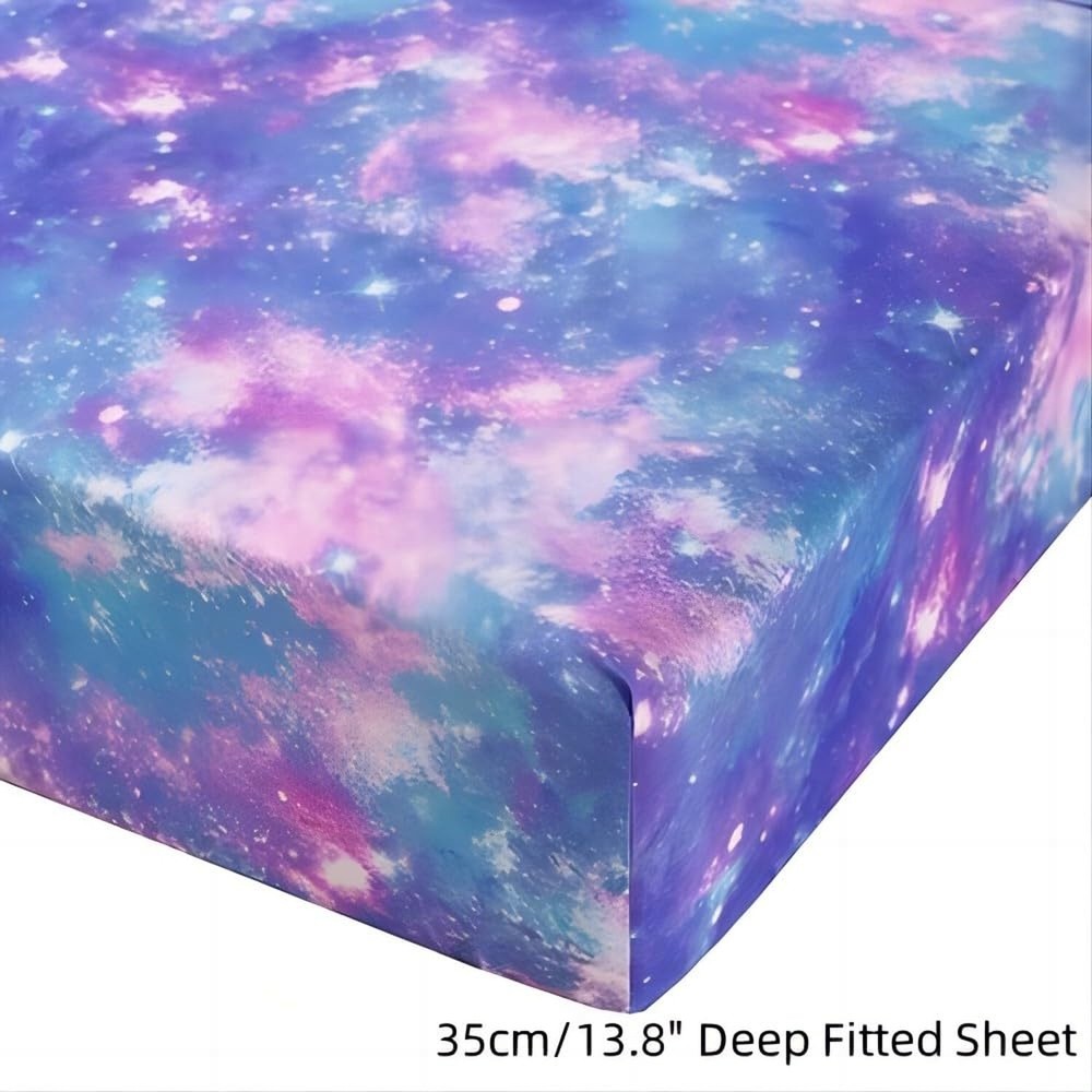 SDIII 4PCS Colorful Galaxy Queen Sheets Set Soft Microfiber Space Sheets Quee...